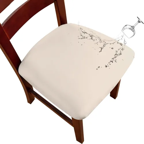 Vista 23 de Genina Juego de 6 fundas de asiento impermeables de piel sintética para sillas de comedor, fundas de asiento de silla, fundas de asiento elásticas