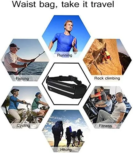 Vista 7 de Serdokntbig Cangurera de viaje para dinero, impermeable, antirrobo, para pasaporte, para correr, hombres y mujeres, Negro
