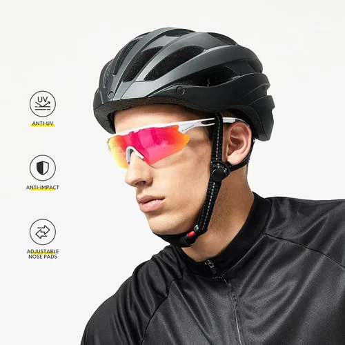 Vista 14 de Lentes de sol polarizados para ciclismo con 5 micas UV400, con armazón TR90.