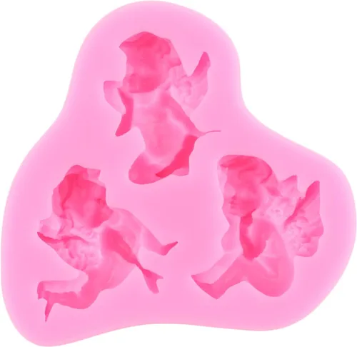 Vista 8 de Angels - Molde de silicona para bebé, juego de 4 moldes para fondant Decoración de tartas de fiesta de cumpleaños para boda, decoración de Estilo a