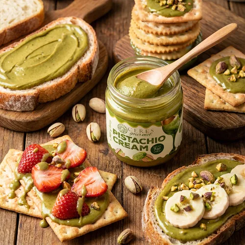Vista 8 de Ceres Gourmet Crema de pistacho para untar, 7 onzas, 30% mantequilla de pistacho real para Dubai Kit de barra de chocolate, crema de pistacho
