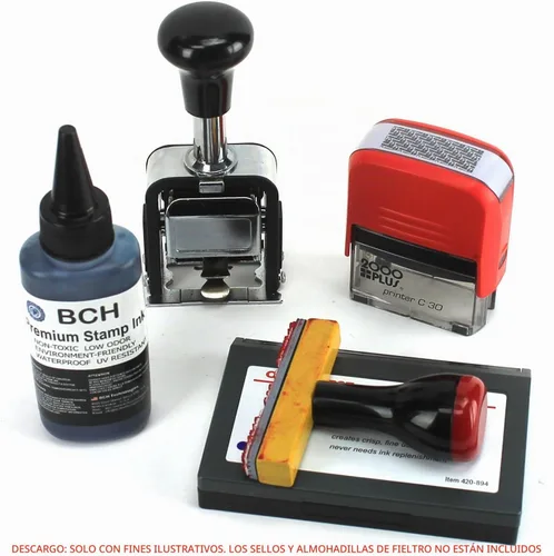 Vista 4 de BCH Recambio de tinta de sello negro premium Fórmula de tinta permanente e impermeable de secado rápido para sellos de goma autoentintados
