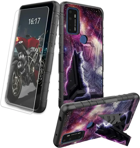 Vista 20 de Funda para AT&T Maestro Max 2021/Cricket Ovation 2 con protector de pantalla de vidrio templado, funda resistente con función atril integrada