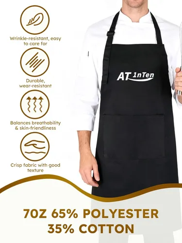 Vista 6 de Delantales personalizados para hombres y mujeres con bolsillos, paquete de 5 a 500 unidades, delantales ajustables personalizados