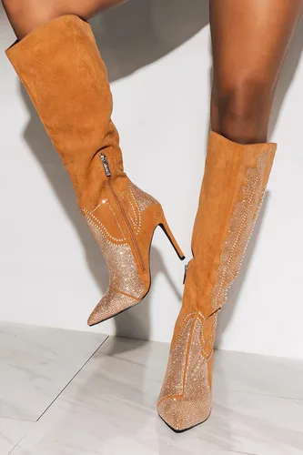 Vista 2 de Cape Robbin Olkley - Botas altas de vaquero para mujer, botas vaqueras occidentales para mujer con tacones de aguja, botas de vestir de moda