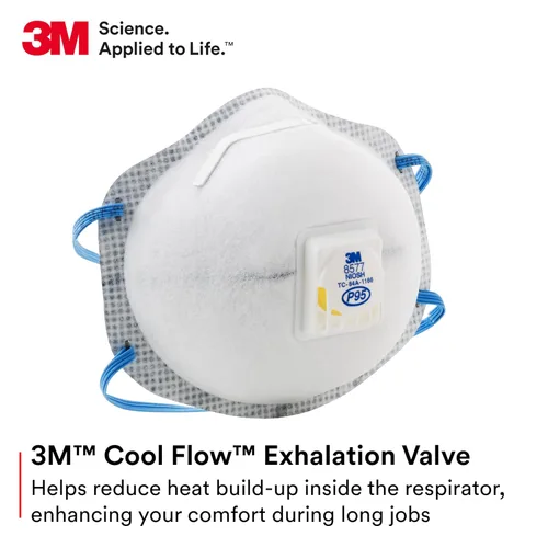 Vista 3 de 3M Respirador de partículas 8577, P95, aprobado por NIOSH, con alivio de vapor orgánico de nivel molesto (paquete de 10)
