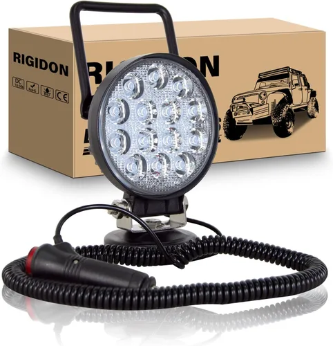 Vista 9 de RIGIDON Luz de trabajo LED de 4 pulgadas y 42 W con base magnética, luz redonda impermeable de 12 V 24 V, luces antiniebla LED para automóvil, SUV
