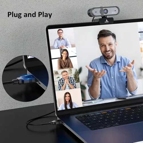 Vista 7 de NexiGo N660P - Cámara web 1080P 60FPS con control de software, micrófono dual y cubierta, enfoque automático, cámara web USB HD para ordenador