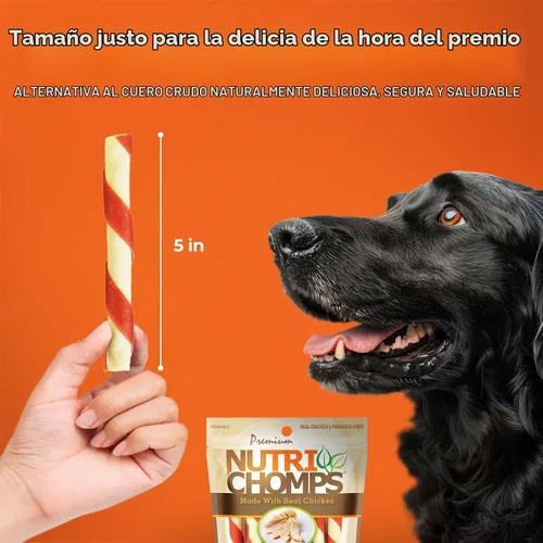 Vista 4 de NutriChomps - Golosinas masticables para perros de 5 pulgadas, fáciles de digerir, sin piel cruda, sabor a mantequilla de maní real y sabor real