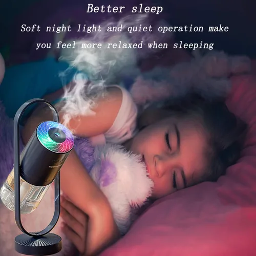 Vista 2 de Fuliying - Minihumidificador portátil de 6.8 onzas líquidas, humidificador pequeño de niebla fría con luz nocturna, humidificador de escritorio