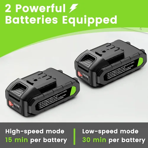 Vista 4 de Soplador de hojas eléctrico inalámbrico alimentado por baterías, soplador de mano ligero con 2 baterías recargables de 21 V y cargador