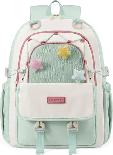 Vista 10 de LOVEVOOK Mochila escolar para niñas, estudiantes, niños, Lavanda (Lavender Dream), 15,6 pulg., Mochila Daypack