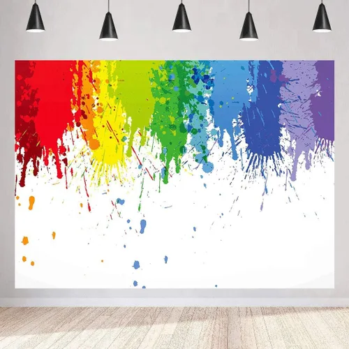 Vista 8 de Fondo de fiesta de salpicaduras de pintura colorida pintura arte fotografía fondo MEETSIOY pintura al óleo abstracta cabina de fotos accesorios
