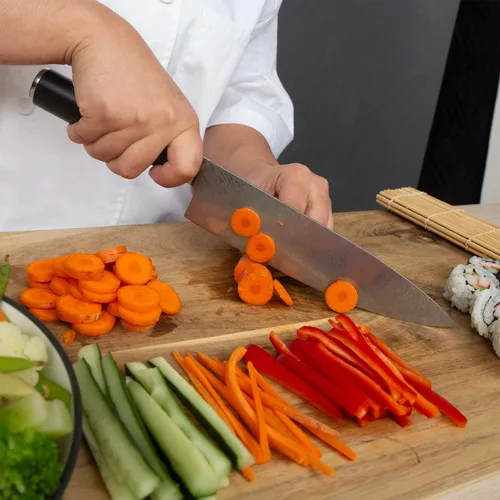 Vista 8 de Deco Chef Cuchillo de chef profesional de acero de Damasco de alto carbono de 8 pulgadas, 67 capas AUS-10, calidad japonesa afilada con mango