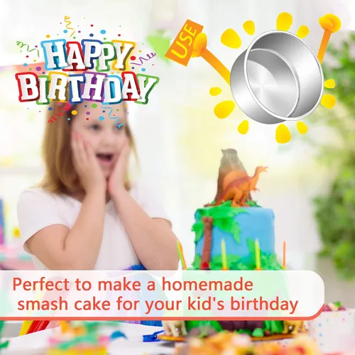 Vista 7 de E-far - Moldes redondos para tartas de 6 x 3 pulgadas, moldes para hornear tartas de acero inoxidable profundo para cumpleaños, boda, fiesta