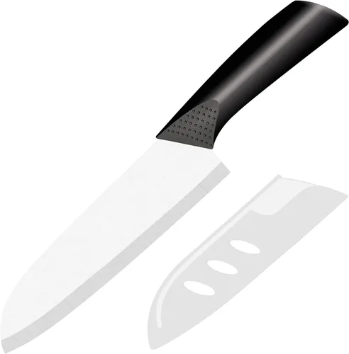 Vista 9 de Cuchillo de cerámica – Cuchillo Santoku de chef de 7 pulgadas – Cuchillo de cocina de cerámica afilado con cubierta de funda
