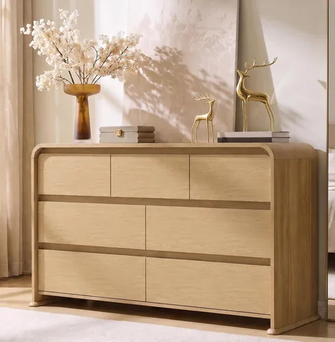Vista 10 de YESHOMY Cómoda blanca de 7 cajones para dormitorio, organizador de Blanco