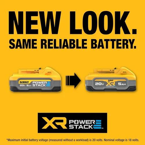 Vista 5 de DEWALT Batería 20V MAX, POWERSTACK, Más Potencia Más Compacta, Batería Recargable de Iones de Litio 5Ah (DCBP520)