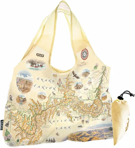 Vista 15 de Xplorer Maps Bolsa con asas – Bolsa de compras reutilizable para comestibles, plegable y lavable de nailon, resistente y compacta