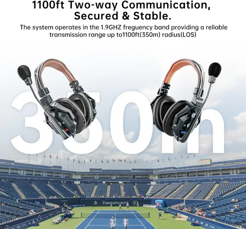 Vista 4 de Auriculares inalámbricos estéreo master Hollyland Solidcom C1 Pro ENC dúplex completo de 335m comunicación de equipo con silenciamiento PTT