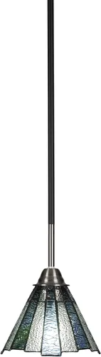 Vista 34 de Toltec Lighting Paramount - Mini colgante de 1 luz en acabado negro mate con cristal de arte perla de 7 pulgadas y estilo negro
