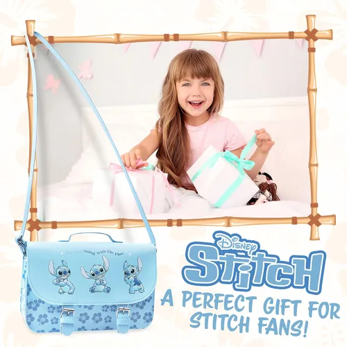 Vista 3 de Disney Bolsa de puntada para niñas, bolsa cruzada Lilo y Stitch, Azul, Duradero