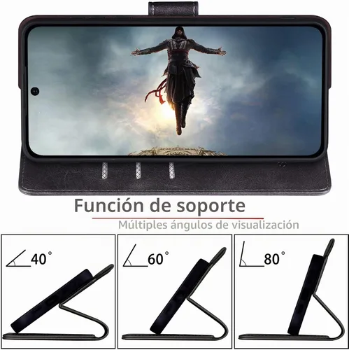 Vista 7 de SUANPOT Funda tipo cartera para Samsung Galaxy S23 5G con bloqueo RFID, soporte para tarjetas de crédito, cubierta protectora de cuero PU tipo libro