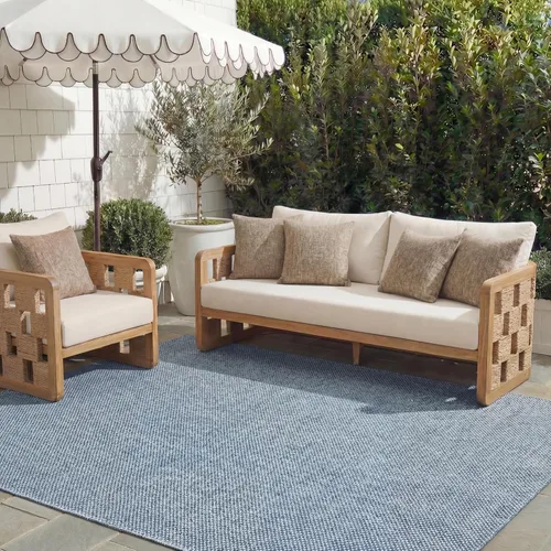 Vista 32 de SAFAVIEH Alfombra Lavable para Exteriores Colección Courtyard - 2'3" x 5', Azul Aqua y Gris, No Desprende Pelusa y Fácil Limpieza, Ideal para Patio