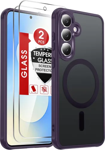 Vista 120 de LeYi Funda para teléfono Samsung-S23: protector de pantalla e imán MagSafe Púrpura