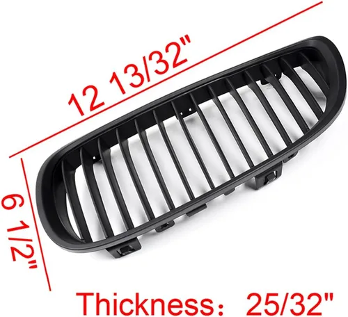Vista 3 de LH RH - Rejilla frontal superior negra mate para riñón + 2 cubiertas de fibra de carbono para espejo lateral compatible con 06-10 E92 Coupe 2D 07-10