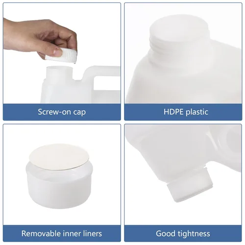 Vista 3 de Paquete de 6 jarras de plástico transparente de 64 onzas con tapas, recipientes de almacenamiento de agua con mango ergonómico, recipientes