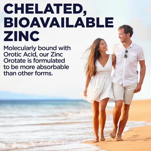 Vista 5 de KAL Orotato de zinc 30 mg, liberación sostenida, tabletas de zinc quelatado, suplemento de apoyo inmunológico, síntesis de proteínas, metabolismo