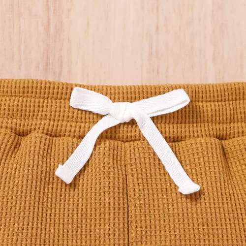 Vista 7 de CBHAIBLYD Conjunto de ropa de bebé recién nacido con botones y manga larga para bebé conjunto unisex de punto gofre