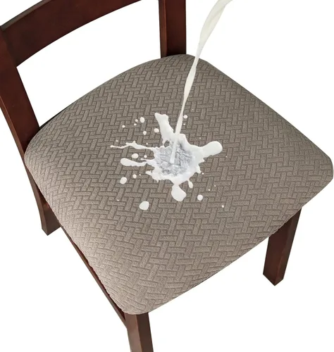 Vista 9 de Genina Fundas de Asiento para Silla de Comedor Fundas de Asiento Deslizables Fundas de Silla de Cocina (Beige, 2 Piezas)