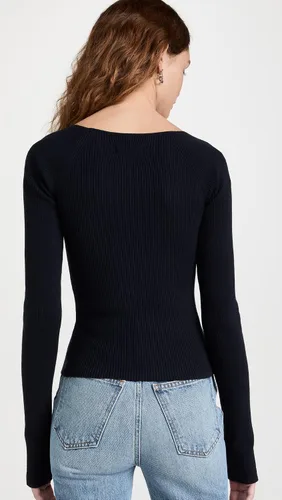 Vista 3 de Pistola Denim Suéter Taryn de manga larga con cuello corazón para mujer