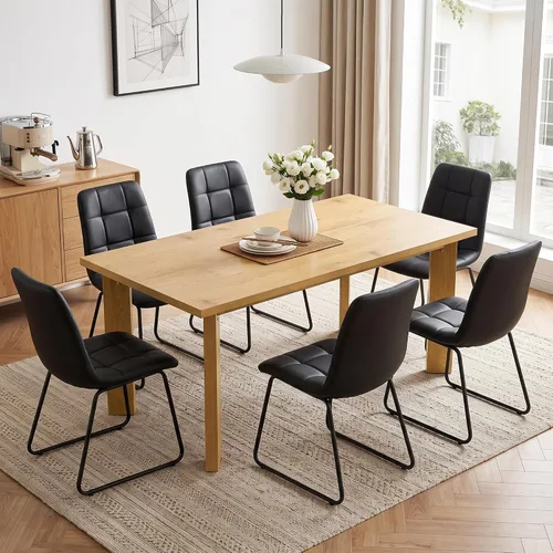 Vista 18 de HIPIHOM 63'' Dining Table for 4-6 People, Oak Table Spacious 63" Dining Table Seats 6 Comfortably, Made with Sturdy MDF in Warm Oak, Easy-Clean