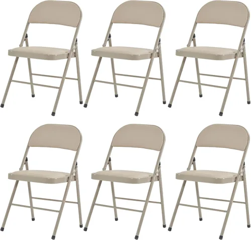 Vista 17 de Paquete de 4 sillas plegables negras, sillas plegables acolchadas con asiento y respaldo de piel sintética, sillas plegables de metal portátiles