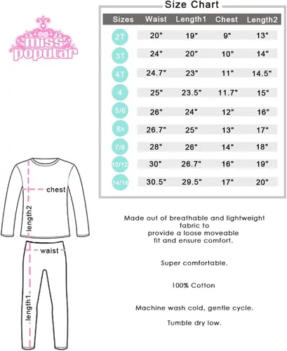 Vista 3 de MISS POPULAR Conjunto de pijama largo de 4 piezas para niñas, de algodón cómodo, perfecto para ropa de dormir de invierno