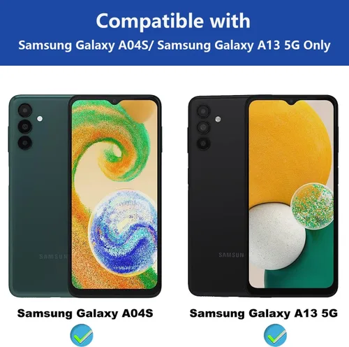 Vista 2 de Funda para Galaxy A13 5G/Galaxy A04S, diseño de tablero de madera rústica con estampado de patas de perro, resistente 2 en 1, de doble capa, híbrida