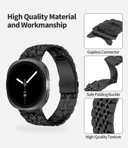 Vista 3 de Correas sin huecos compatibles con Samsung Galaxy Watch 8 de 1.575 pulgadas/1.732 pulgadas/Classic 1.811 pulgadas 2025, repuesto de metal de acero