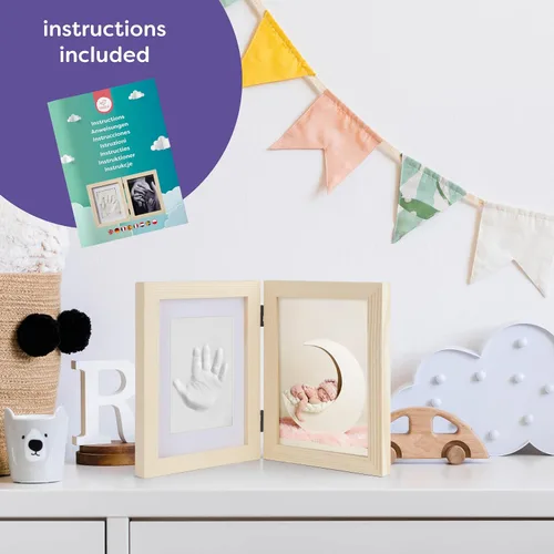 Vista 5 de chuckle - Kit de recuerdo de marco de fotos con estampado de arcilla para manos y pies para bebés - Regalo para el día de la madre, madre y padres