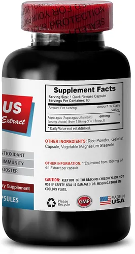 Vista 4 de cápsulas de brotes jóvenes de espárragos - ESPÁRRAGO 600 MG - EXTRACTO DE TIROS JOVEN - Extracto de raíz de espárragos - Cápsulas de fórmula