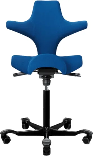 Vista 38 de HAG Capisco Sit to Stand - Silla de pie con marco blanco, tapizado, color rosa rubor Pink Blush