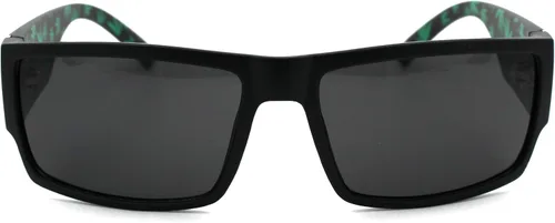 Vista 2 de Locs Marihuana Pot Leaf Print Rectangular Mad Dog Gafas De Sol Mate Negro Verde