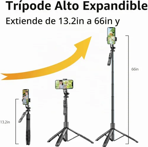 Vista 3 de Trípode para selfie, trípode con soporte giratorio de 360 grados para fotografía, grabación de video, transmisión en vivo, vlog, video de YouTube