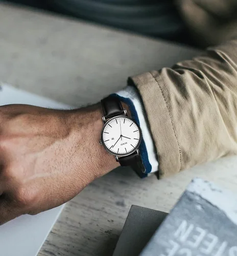 Vista 6 de BUREI - Reloj de pulsera analógico para hombre con fecha, extensible de malla de acero inoxidable