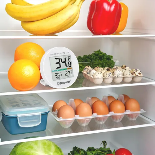 Vista 8 de Geevon Termómetro Digital Pequeño para Refrigerador Paquete de 2, IP65 Impermeable Uso Comercial y Doméstico, Función de Registro Máx/Mín