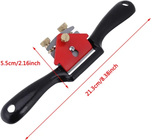 Vista 2 de Oumefar Spokeshave Plane 9 Pulgadas Ajuste Spokeshave Herramienta de Recorte de Mano Herramienta de carpintería con Doble Tornillo Negro Rojo
