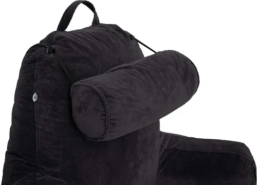 Vista 8 de Almohada Husband Mediana Negra, Respaldo para Niños, Adolescentes, Adultos Pequeños – Almohada de Lectura con Brazos, Altura Ajustable, Espuma