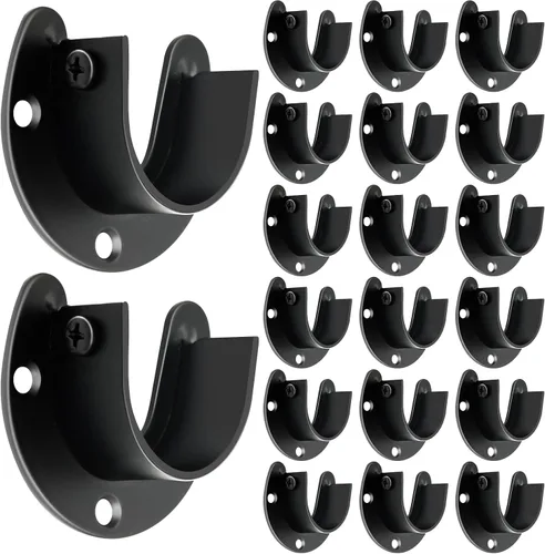 Vista 8 de Paquete de 6 soportes para barra de armario, 1-1/4 soportes para barra de armario, soportes de poste de acero inoxidable, soporte para barra